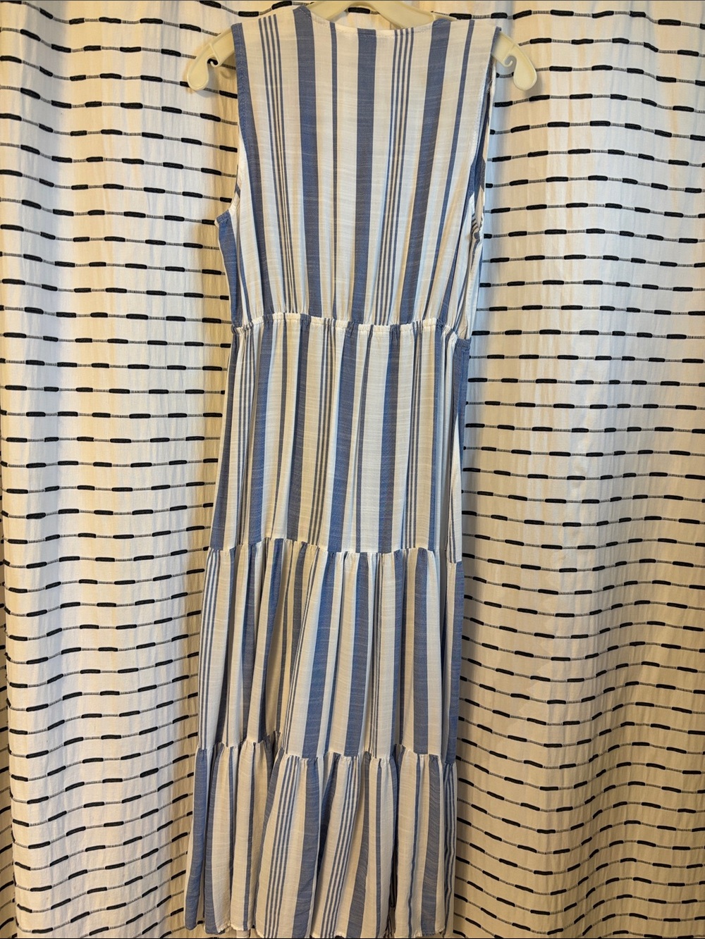 blue island Blue and White Vertical Stripe Maxi Tiered Dress Coverup - Picture 7 of 8